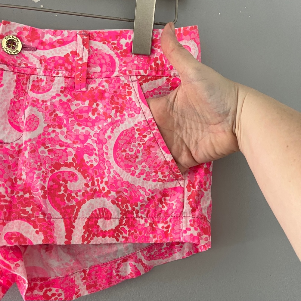 Lilly Pulitzer Walsh Shorts in Pink Pout Colorful Preppy Octopus Cotton Size 0 - Picture 3 of 9